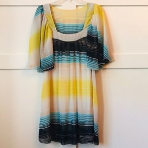 Blue and Yellow Striped Dress